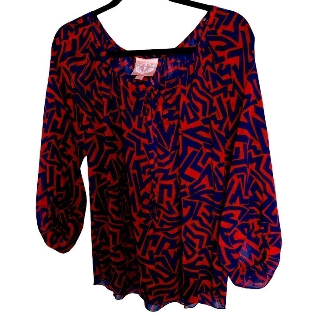 Romeo & Juliet Couture Blue and Red Blouse